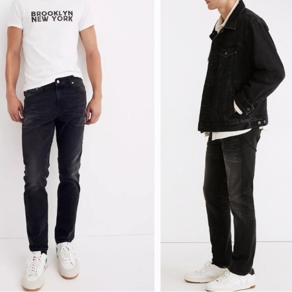 Madewell Men's high waist washed black Slim straight jeans